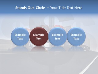 A Red Semi Truck Driving Down A Highway PowerPoint Template