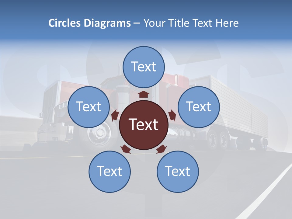 A Red Semi Truck Driving Down A Highway PowerPoint Template