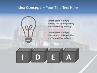 A Red Semi Truck Driving Down A Highway PowerPoint Template