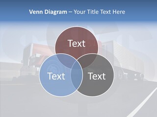 A Red Semi Truck Driving Down A Highway PowerPoint Template