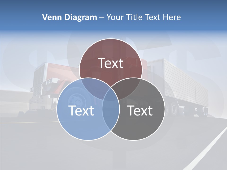 A Red Semi Truck Driving Down A Highway PowerPoint Template