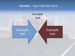 A Red Semi Truck Driving Down A Highway PowerPoint Template