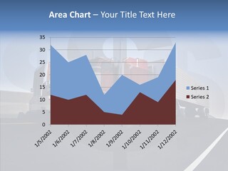 A Red Semi Truck Driving Down A Highway PowerPoint Template