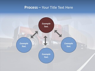 A Red Semi Truck Driving Down A Highway PowerPoint Template