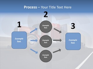 A Red Semi Truck Driving Down A Highway PowerPoint Template
