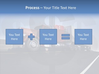 A Red Semi Truck Driving Down A Highway PowerPoint Template