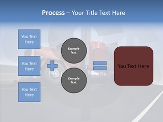 A Red Semi Truck Driving Down A Highway PowerPoint Template