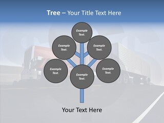 A Red Semi Truck Driving Down A Highway PowerPoint Template