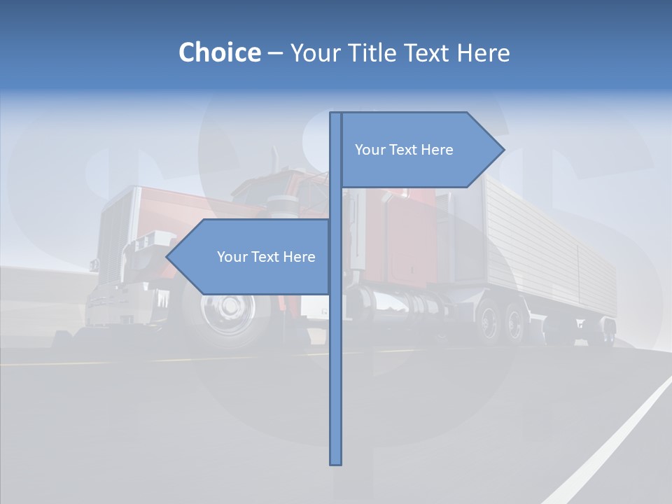 A Red Semi Truck Driving Down A Highway PowerPoint Template
