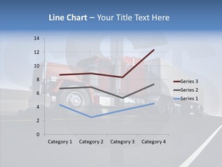 A Red Semi Truck Driving Down A Highway PowerPoint Template