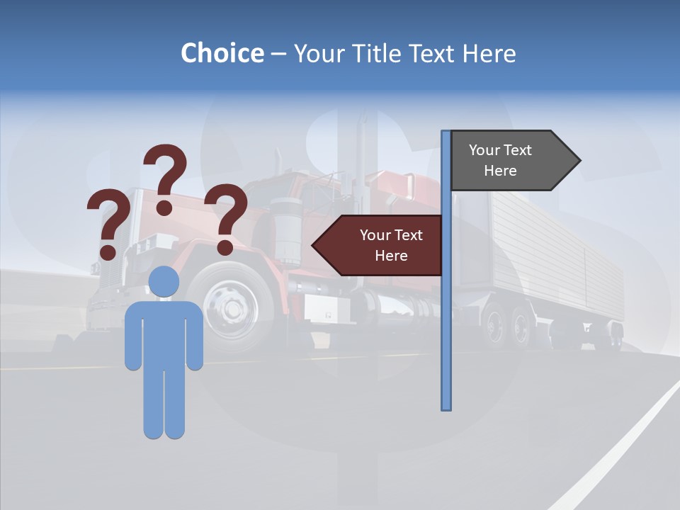 A Red Semi Truck Driving Down A Highway PowerPoint Template