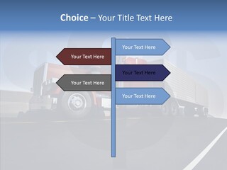 A Red Semi Truck Driving Down A Highway PowerPoint Template