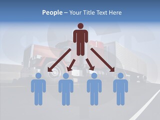 A Red Semi Truck Driving Down A Highway PowerPoint Template