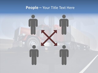 A Red Semi Truck Driving Down A Highway PowerPoint Template