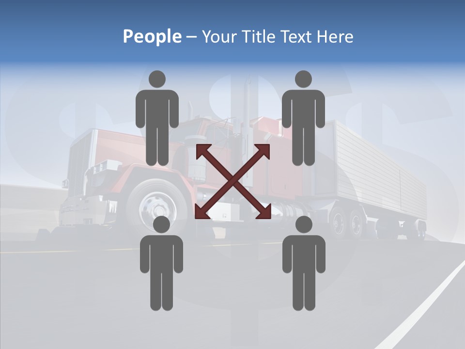 A Red Semi Truck Driving Down A Highway PowerPoint Template