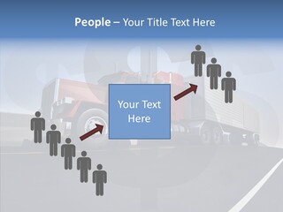 A Red Semi Truck Driving Down A Highway PowerPoint Template