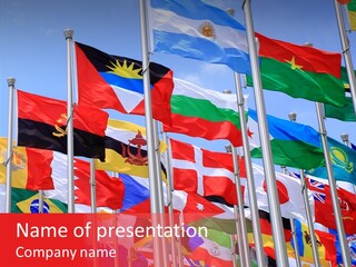 A Bunch Of Flags That Are Flying In The Air PowerPoint Template