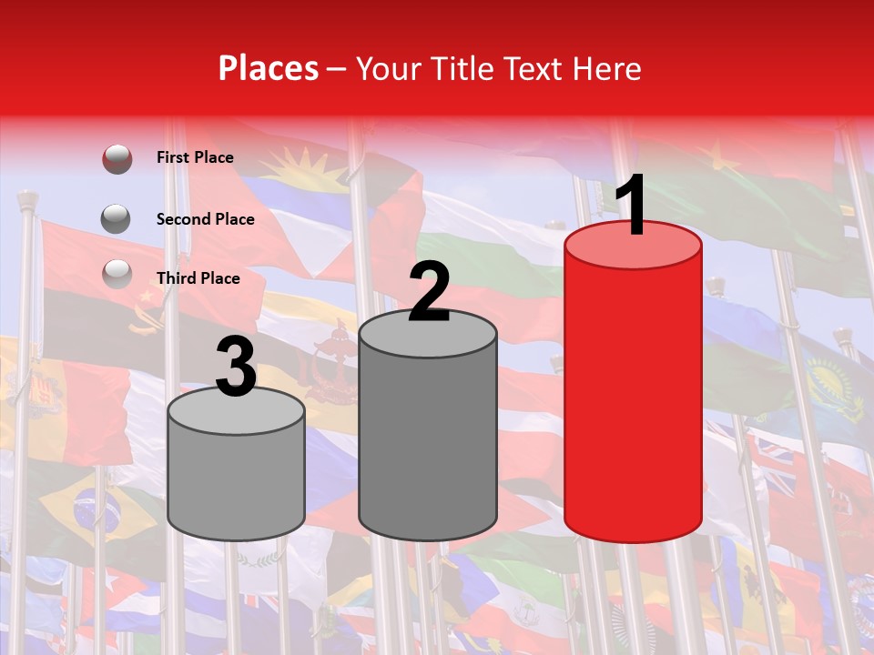 A Bunch Of Flags That Are Flying In The Air PowerPoint Template