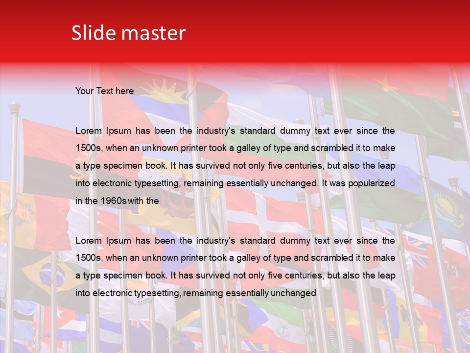 A Bunch Of Flags That Are Flying In The Air PowerPoint Template