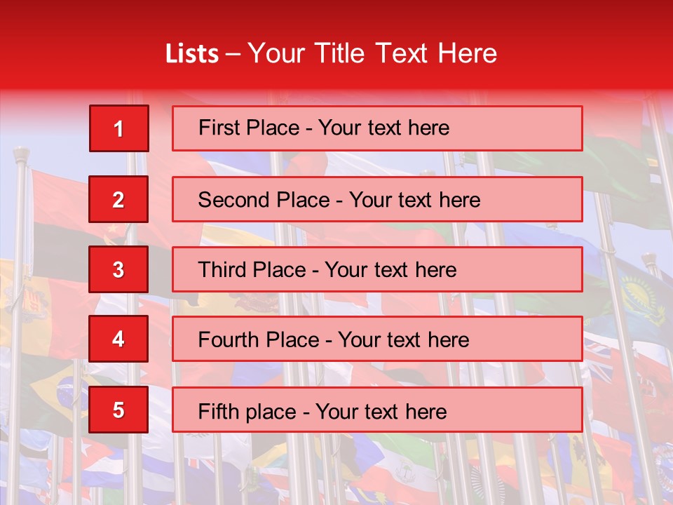 A Bunch Of Flags That Are Flying In The Air PowerPoint Template