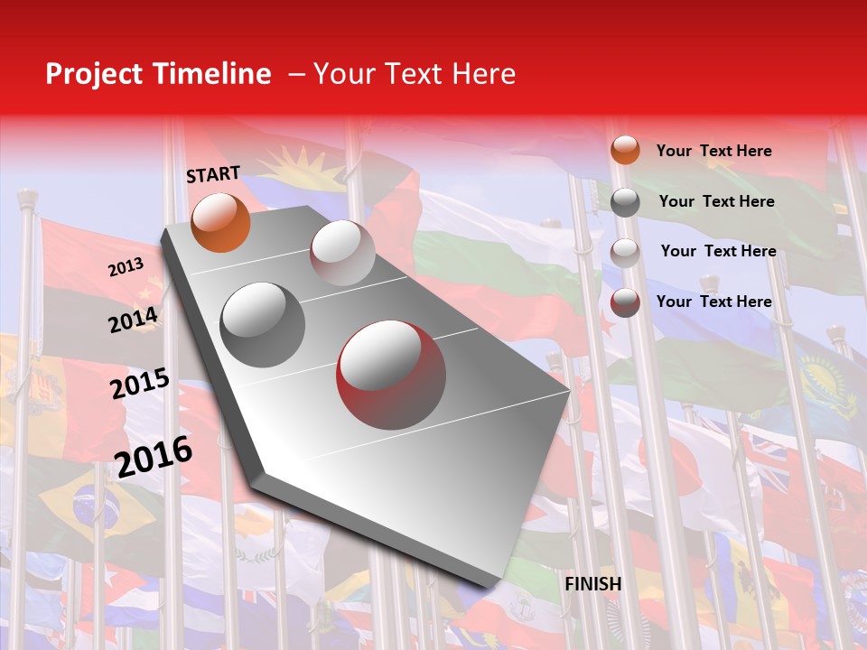 A Bunch Of Flags That Are Flying In The Air PowerPoint Template