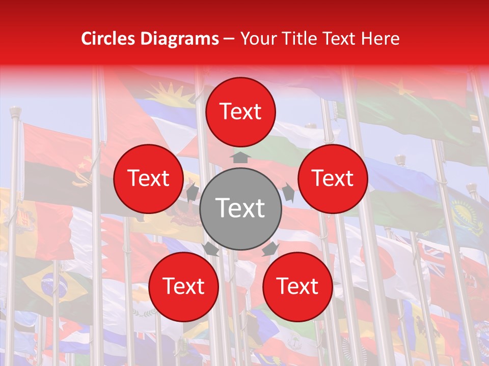 A Bunch Of Flags That Are Flying In The Air PowerPoint Template