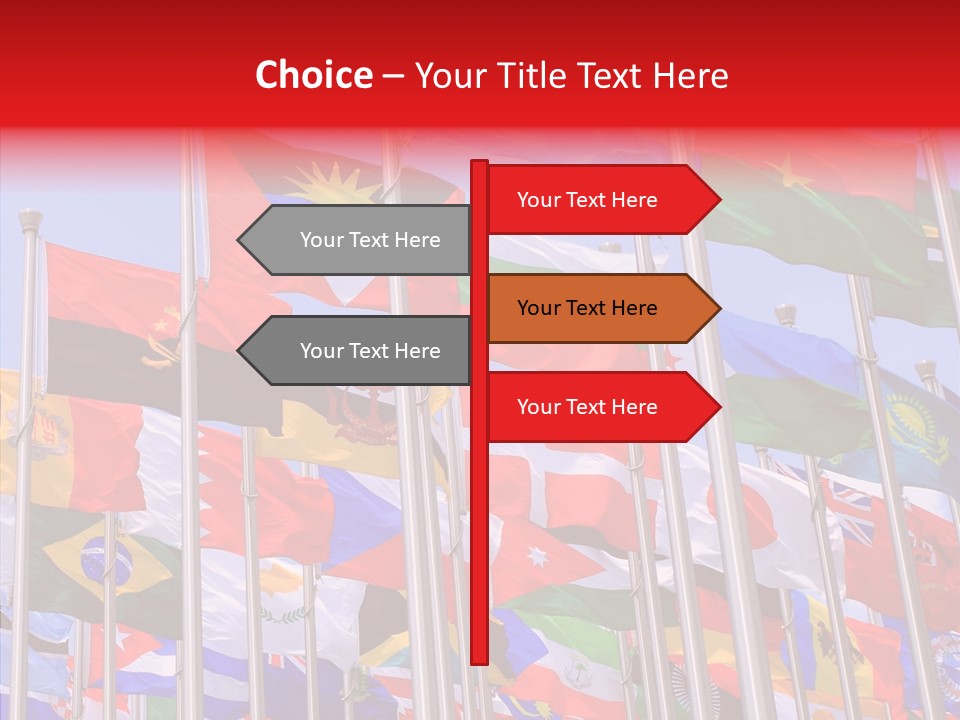 A Bunch Of Flags That Are Flying In The Air PowerPoint Template