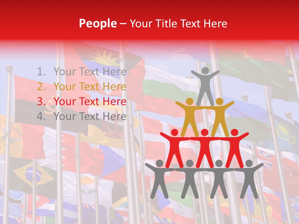 A Bunch Of Flags That Are Flying In The Air PowerPoint Template