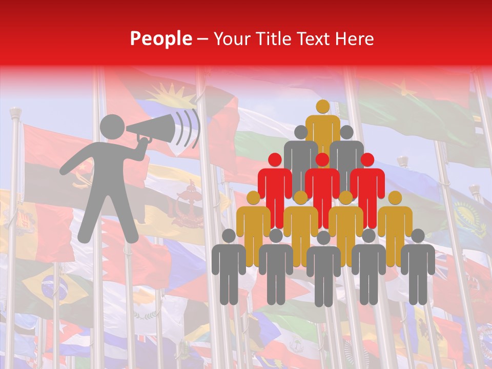 A Bunch Of Flags That Are Flying In The Air PowerPoint Template