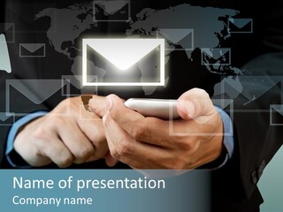 Man White Touchscreen PowerPoint Template