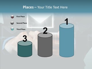 Man White Touchscreen PowerPoint Template