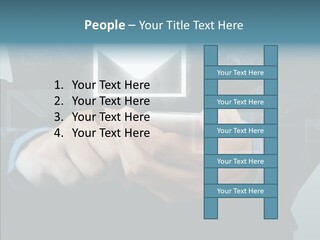 Man White Touchscreen PowerPoint Template