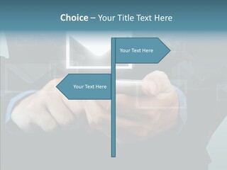 Man White Touchscreen PowerPoint Template