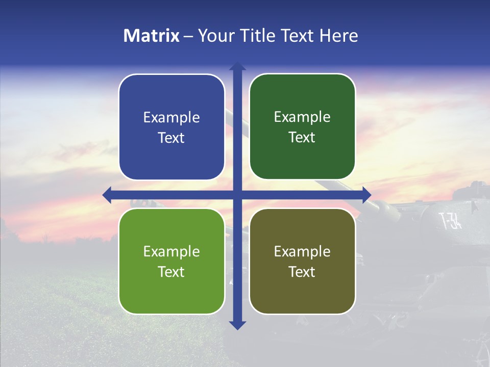 A Tank On A Grassy Field With A Sunset In The Background PowerPoint Template