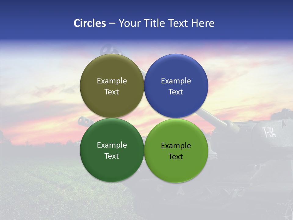 A Tank On A Grassy Field With A Sunset In The Background PowerPoint Template