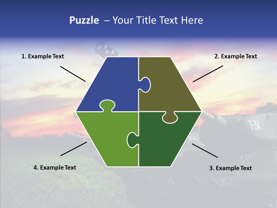 A Tank On A Grassy Field With A Sunset In The Background PowerPoint Template