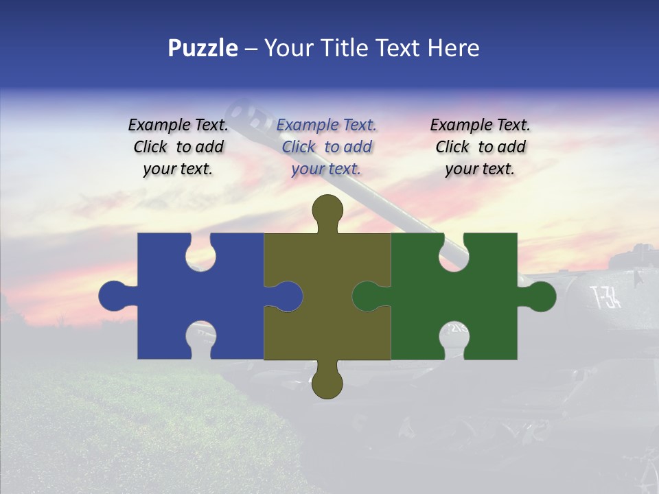 A Tank On A Grassy Field With A Sunset In The Background PowerPoint Template