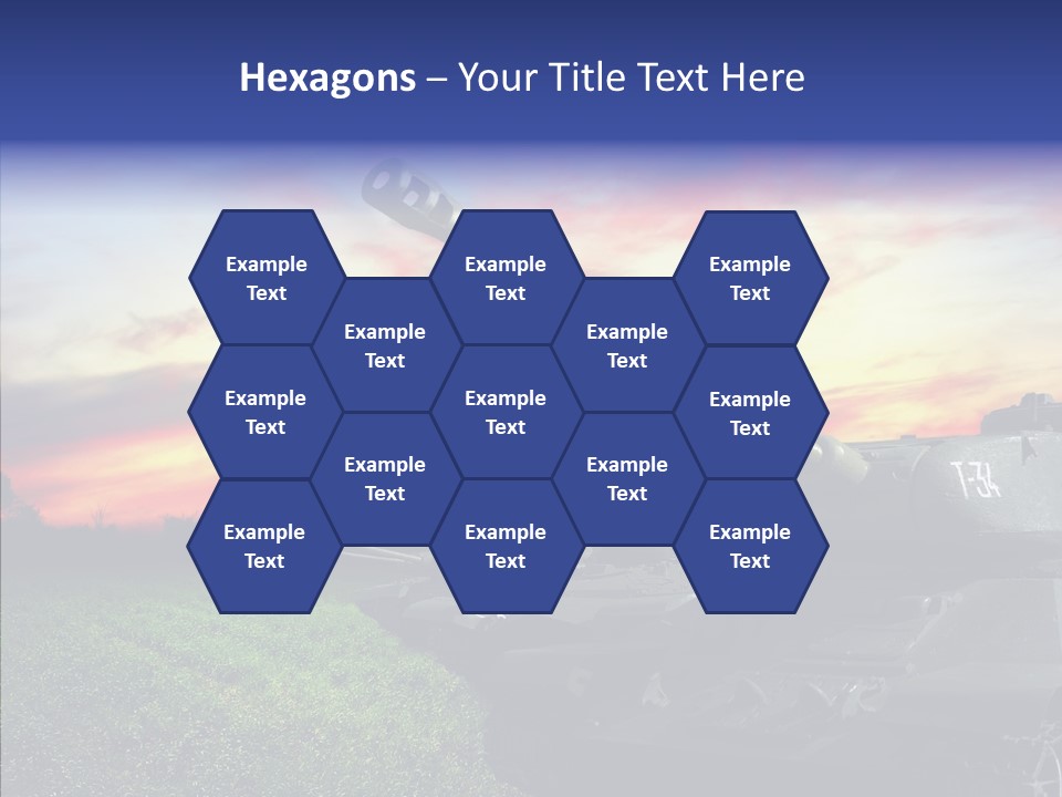 A Tank On A Grassy Field With A Sunset In The Background PowerPoint Template