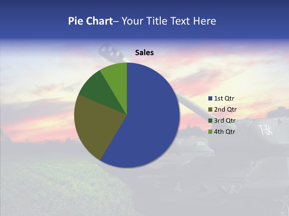 A Tank On A Grassy Field With A Sunset In The Background PowerPoint Template