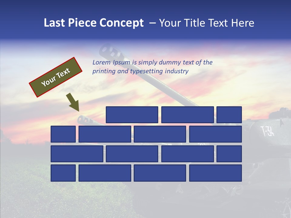 A Tank On A Grassy Field With A Sunset In The Background PowerPoint Template