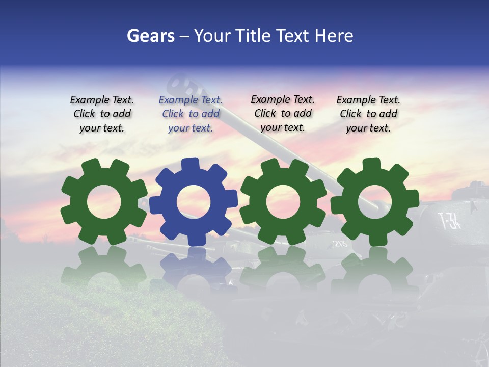 A Tank On A Grassy Field With A Sunset In The Background PowerPoint Template