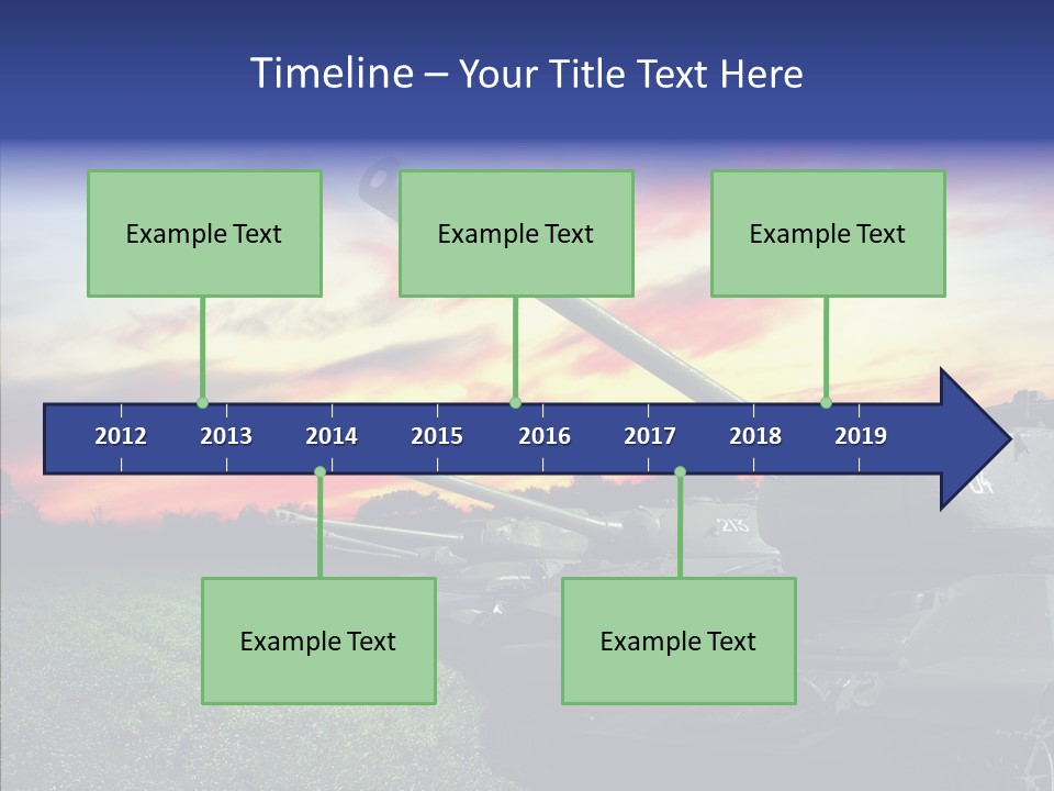 A Tank On A Grassy Field With A Sunset In The Background PowerPoint Template