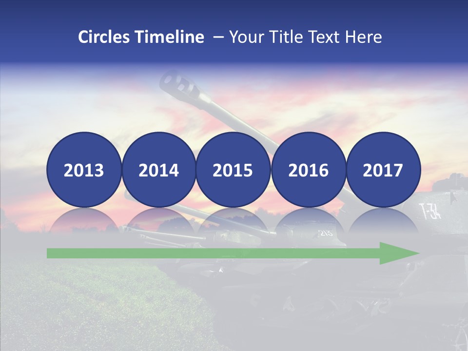 A Tank On A Grassy Field With A Sunset In The Background PowerPoint Template