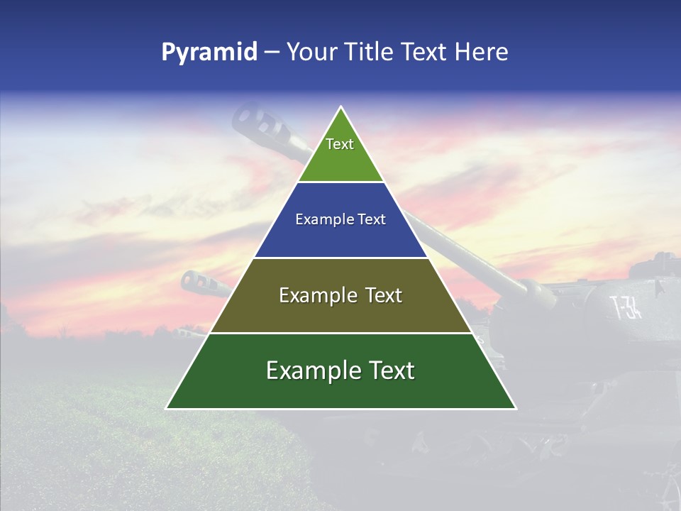 A Tank On A Grassy Field With A Sunset In The Background PowerPoint Template