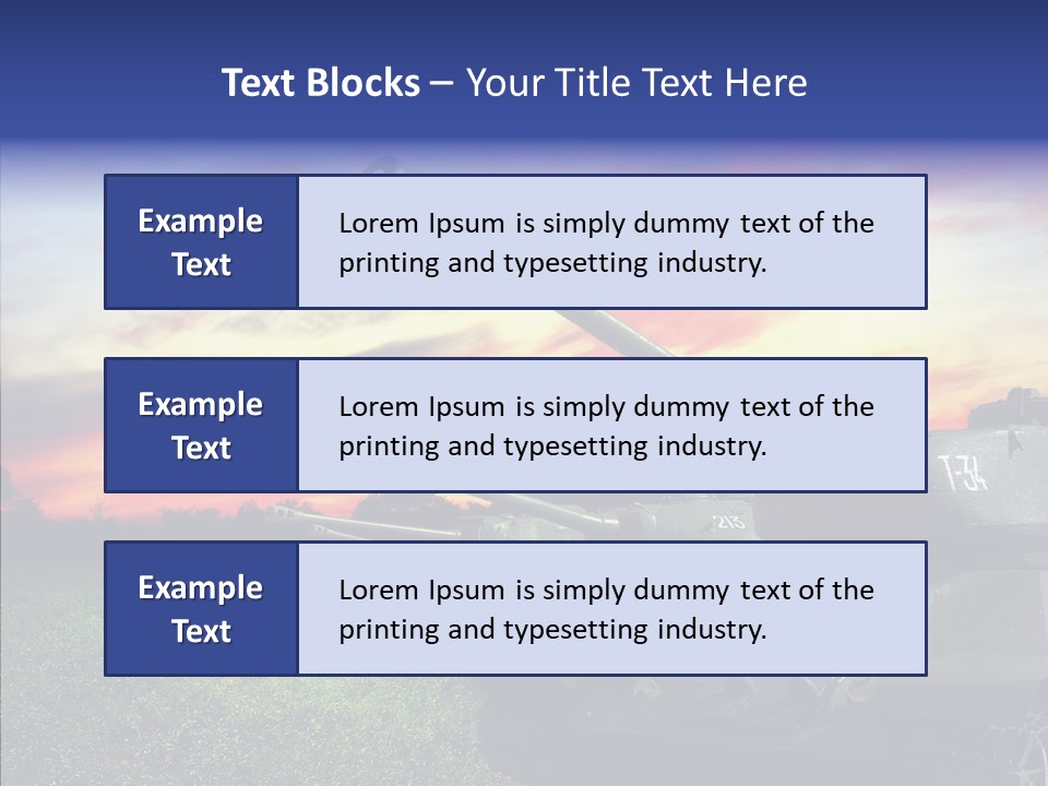 A Tank On A Grassy Field With A Sunset In The Background PowerPoint Template