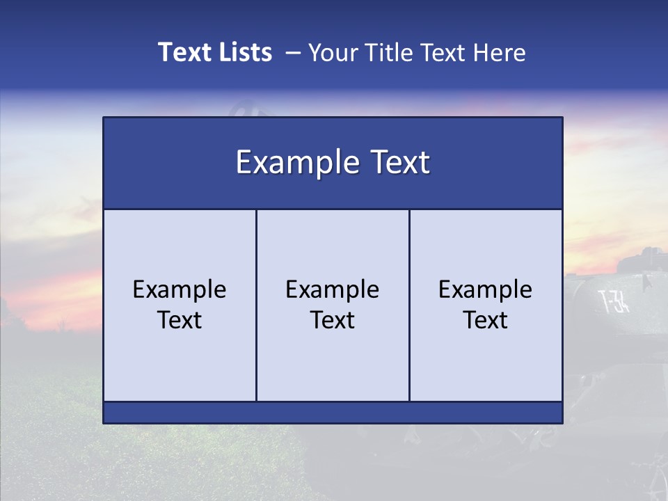 A Tank On A Grassy Field With A Sunset In The Background PowerPoint Template