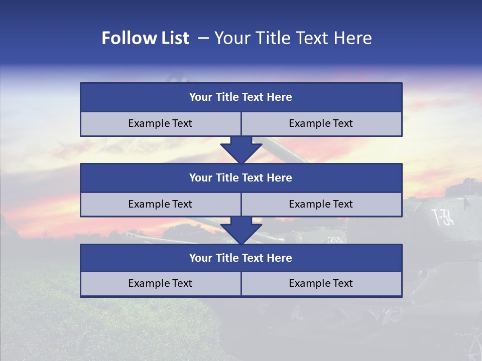 A Tank On A Grassy Field With A Sunset In The Background PowerPoint Template
