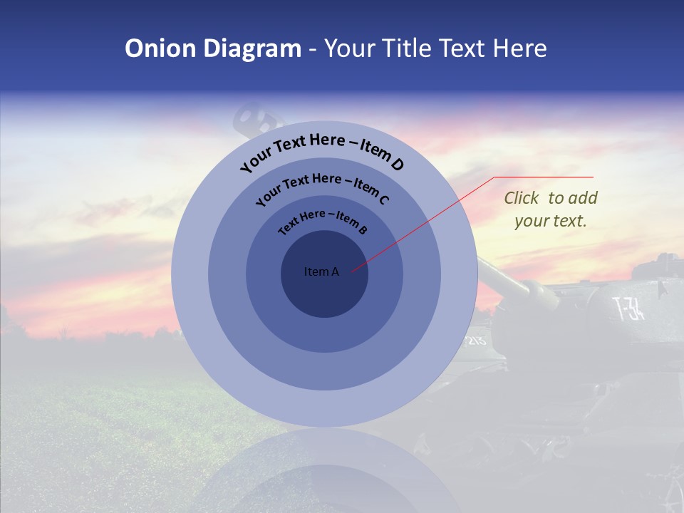 A Tank On A Grassy Field With A Sunset In The Background PowerPoint Template