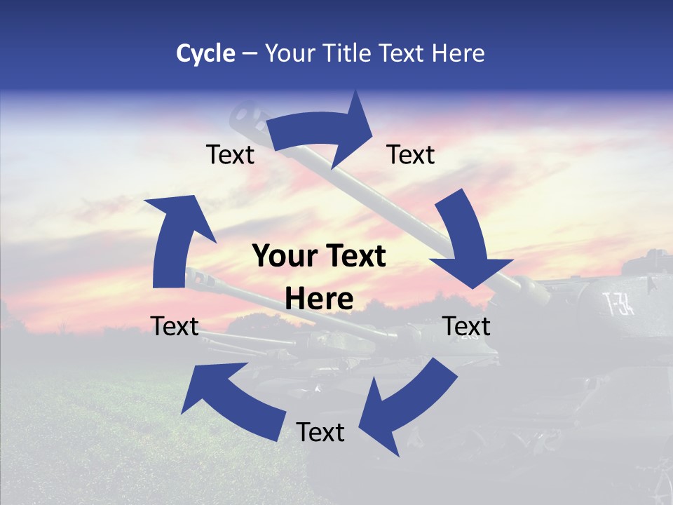 A Tank On A Grassy Field With A Sunset In The Background PowerPoint Template