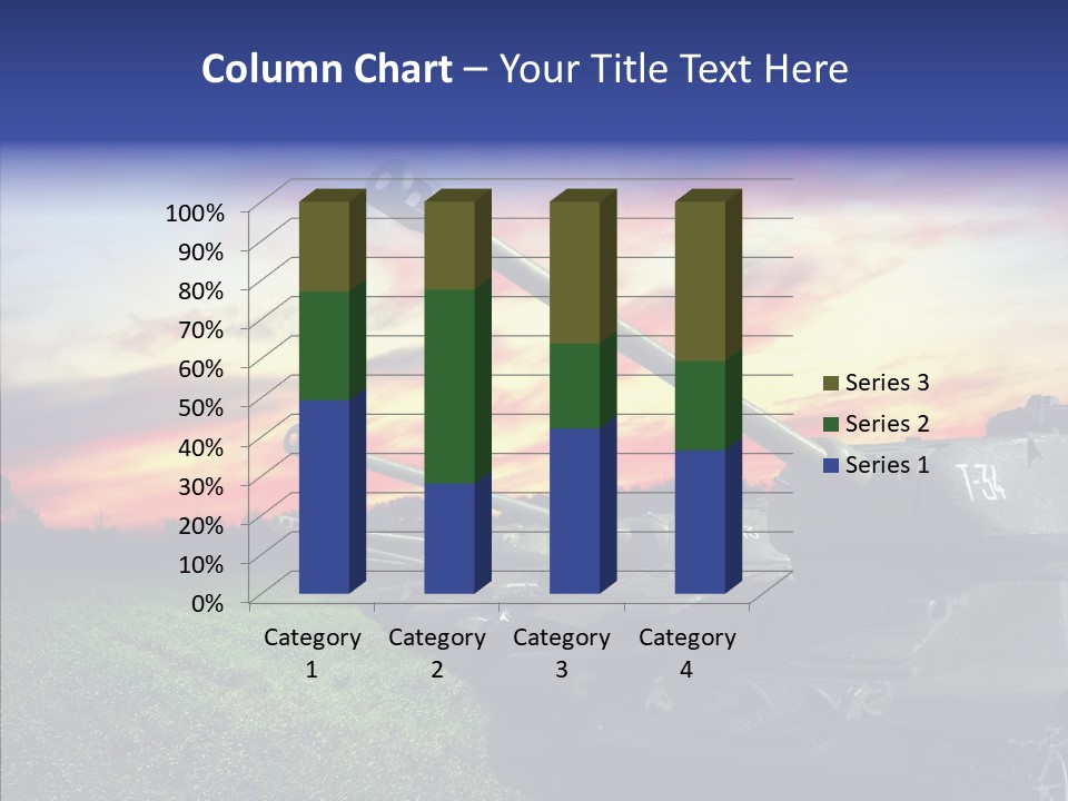 A Tank On A Grassy Field With A Sunset In The Background PowerPoint Template